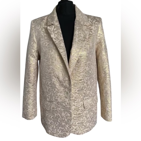 Zara Jackets & Blazers - Zara blazer Gold jacquard jacket elegant pretty business casual event sz lg
